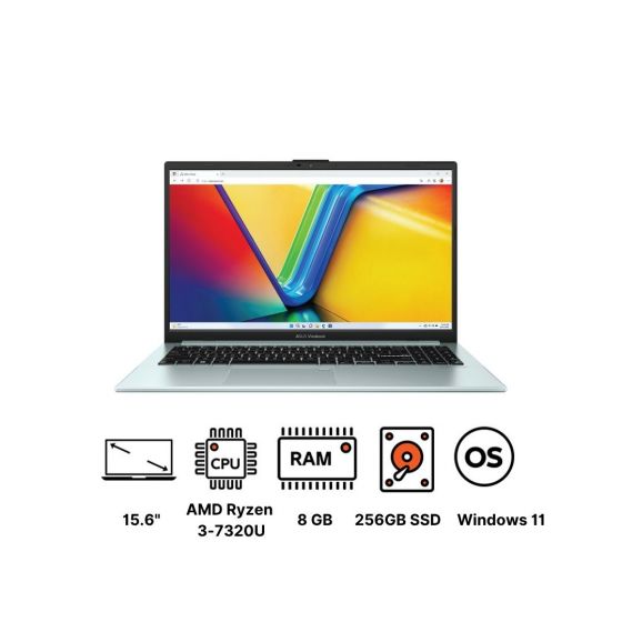 لاب توب اسوس فيفوبوك جو 15 E1504FA-BP083W، ايه ام دي رايزن 3 7320U، هارد SSD سعة 256 جيجا، رام 8 جيجا، شاشة 15.6 بوصة بدقة FHD ومعدل تحديث 60 هرتز، كارت شاشة ايه ام دي راديون، ويندوز 11 - رمادي اخضر