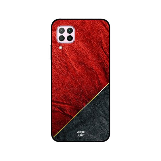 Moreau Laurent Red and Black Leather Pattern Printed Back Cover for Huawei Nova 7i
