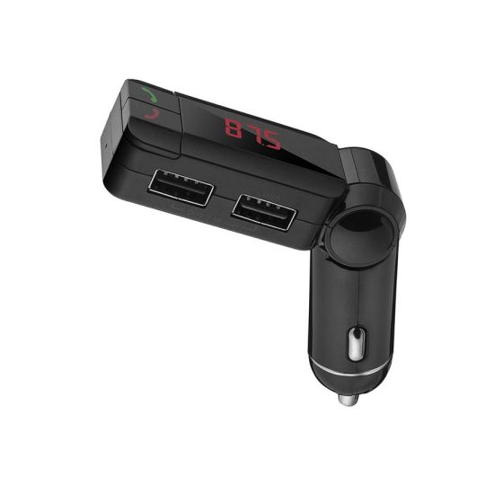 Car Charger with FM Transmitter, 2.1A - Black