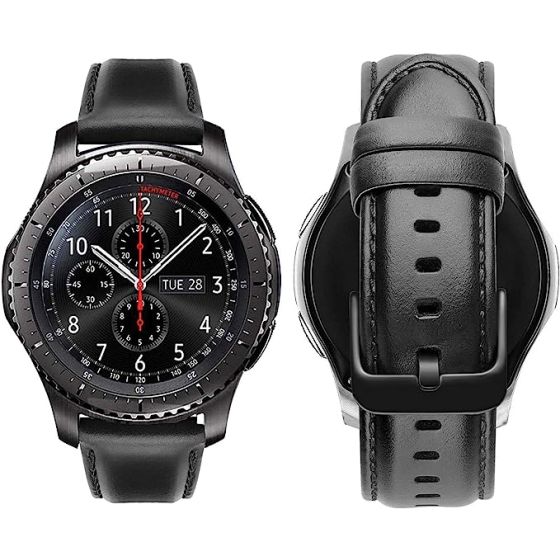 Soft Leather Band with Black Buckle for Samsung Galaxy Watch 3 45mm - Denim Black