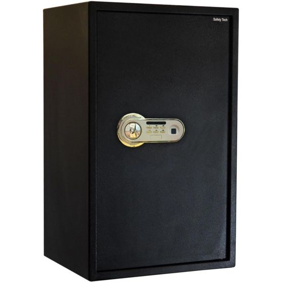 Safety Tech Fingerprint Safe Box, 75 Liters, Black and Gold - GN75 SFT