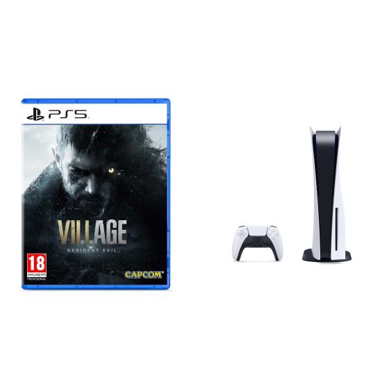 Sony PlayStation 5, 1 Wireless Controller, White - CFI-1016A01 MEE, with Resident Evil Village for Playstation 5