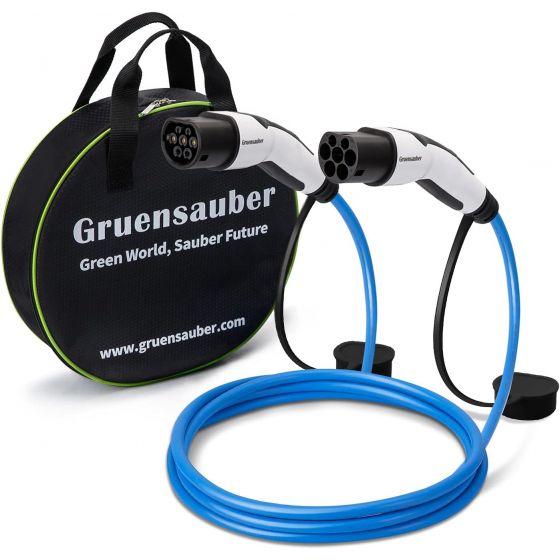 Gruensauber Type 2 Electric Car Charging Cable, 32 A, 7.2 kW - Multicolor
