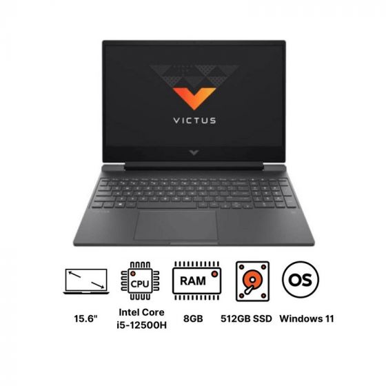 لاب توب جيمنج اتش بي فيكتوس  FA0025NR 6E0L0UA، انتل كور  i5-12500H، هارد SSD بسعة 512 جيجا، رام 8 جيجا، شاشة IPS، مقاس 15.6 بوصة، بدقة FHD، معدل تحديث 144 هرتز، كارت شاشة انفيديا جي فورس RTX بسعة 4 جيجا  3050، ويندوز 11 - فضي