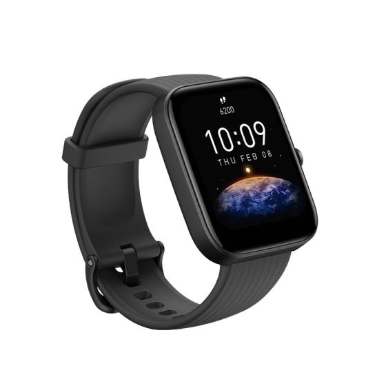 ساعة سمارت امازفيت بيب 3، شاشة LCD بحجم 1.69 بوصة - اسود