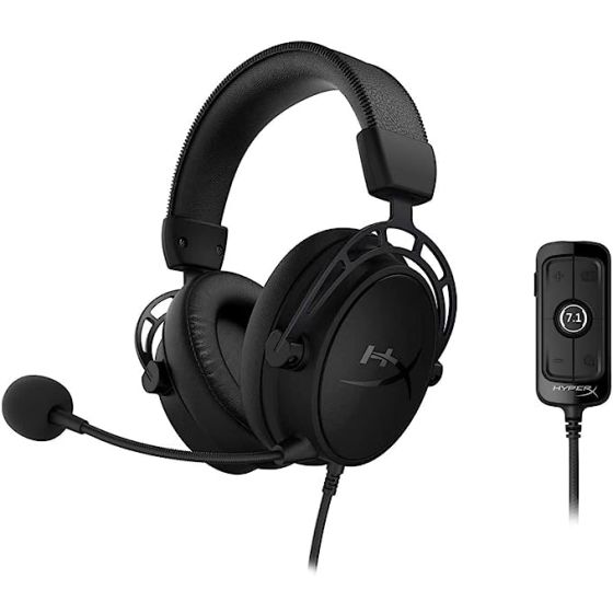 HyperX Cloud Alpha S - PC Gaming Headset, 7.1 Surround Sound, Adjustable Bass, Dual Chamber Drivers, Chat Mixer, Breathable Leatherette, Memory Foam, and Noise Cancelling Microphone – Blackout