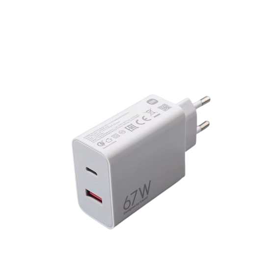 شاحن شاومي، 67 وات، 2 منفذ USB-C - ابيض