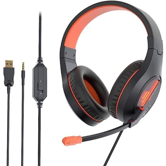 Meetion HP021 - Stereo Gaming Headset with Mic for Computer PC/Laptop/PS4/Xbox One/Mobile/Tablet - Black/Orange