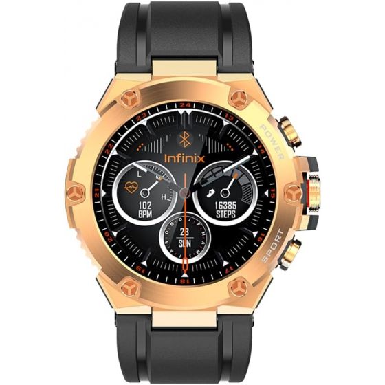 Infinix XWatch3GT Smart Watch With 2 Straps, 1.53 Inch - Gold Case and Black Strap
