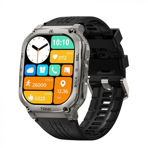 Kospet Tank M3 Smart Watch - Silver Case and Black Strap