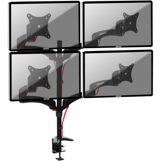 Duronic Quad Arm Holder for 15 to 27 Inch Monitors, Black - DM454