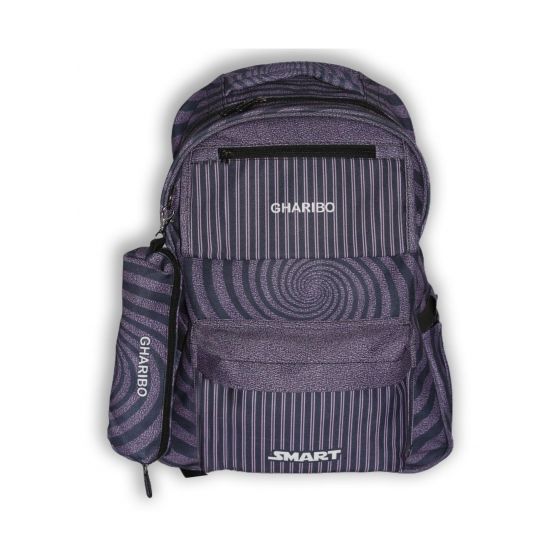 Gharibo Bags School Backpack With Pencil Case For Boys, Circles Pattern - Purple and Black
