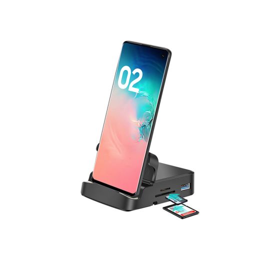 شاحن موبايل USB فئة C سلكي ومحول، اسود - HC-15
