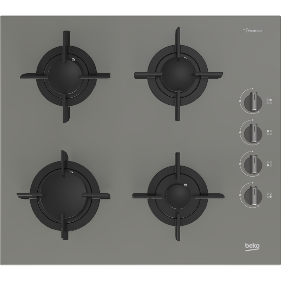 Beko Gas Built-in Hob, 590mm, 4 Burners, Grey - BOCD T 6010 EGE