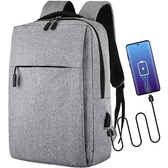 Generico PC Backpack for Men and Women - Waterproof for Computers up to 15.6 Inches - USB port with cable - Multitasche Backpack for Travel, School and Work., grey