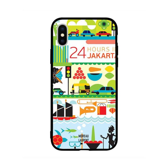 جراب ظهر بطبعة عبارة 24 Hours In Jakarta لابل ايفون XS ماكس