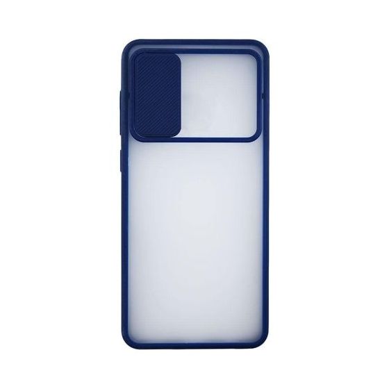 Stratg Back Cover with Camera Slider for Xiaomi Redmi 9T - Transparent and Dark Blue