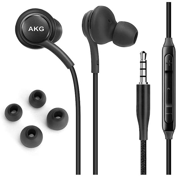 سماعة اذن AKG سلكية مع ميكروفون لهاتف سامسونج جلاكسي A11 - رمادي