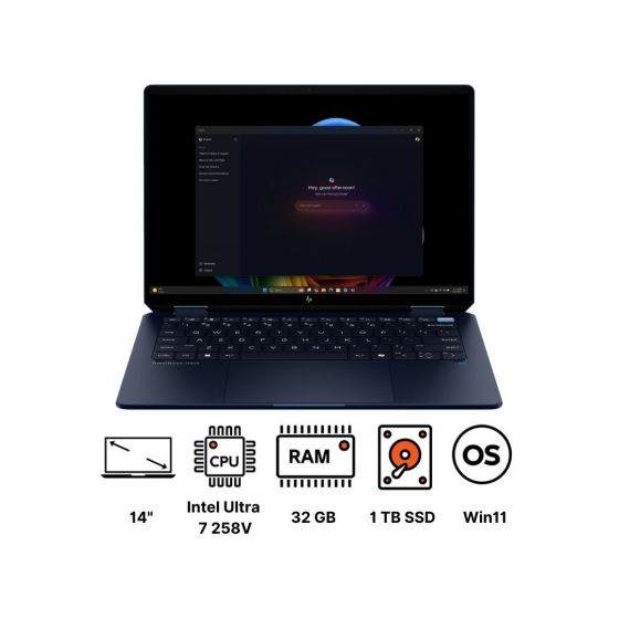 HP OmniBook Ultra Flip 14-fh0010ne B7JR4EA Laptop, Intel Ultra 7 258V, 1TB SSD, 32GB RAM, 14 Inch, 3K OLED 48-120 Hz, Intel Arc Graphics, Windows 11 - Atmospheric Blue