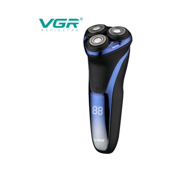 ماكينة حلاقة كهربائية دوارة في جي ار، قابلة للشحن، ازرق - V-306