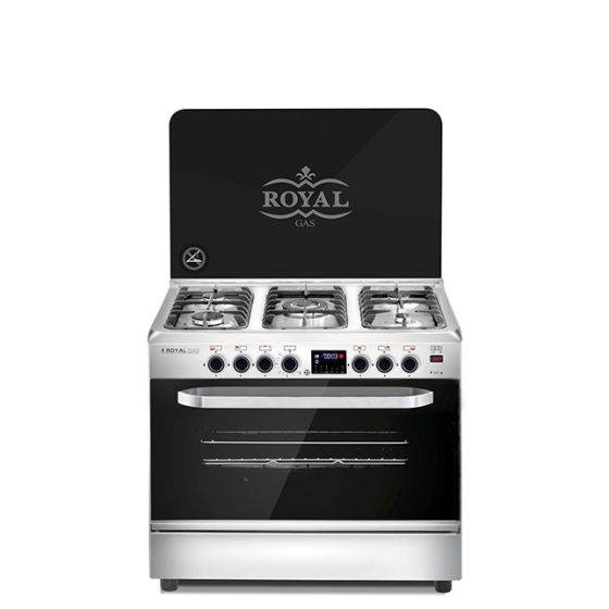 Royal Master Chef Pro Gas Cooker, 5 Burners, Silver and Black - 300