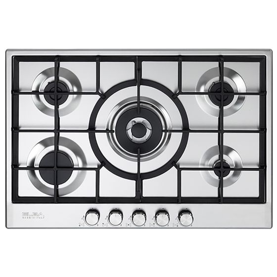 Elba Gas Built-in Hob, 75cm, 5 Burners, Silver - ELIO 75-545