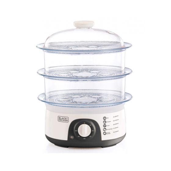 Black + Decker Food Steamer,10 Liter, 775 Watt, White - HS6000
