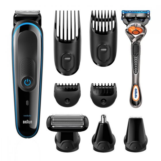 Braun Multi Grooming Kit 9-in-1 Trimmer with Gillette Fusion ProGlide Razor, Black - MGK3080