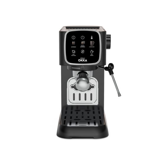 Arzum OKKA Solo Semi Automatic Espresso Machine, 2 cups, 1628 Watt, Black Silver - OK0034-0500