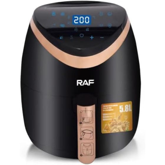 RAF Digital Air Fryer, 5.8 Liter, 1700 Watt, Black - R-5234