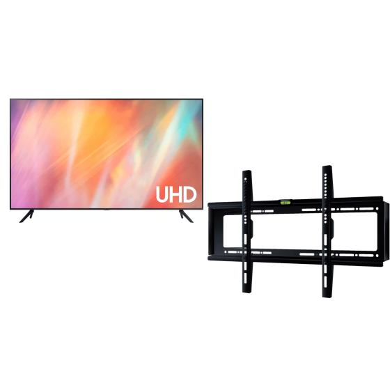 Samsung 55 Inch 4K UHD Smart LED TV with Built-in Receiver - 55CU7000 with ETI TV Wall Mount, 26-55 Inch, Black - TX40