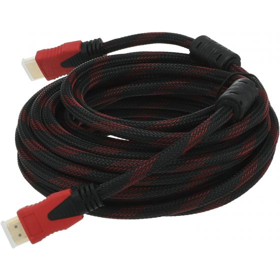 كابل HDMI الي HDMI، طوله 10 متر - اسود واحمر