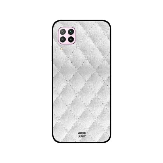 Moreau Laurent White Leather Stitched Pattern Printed Back Cover for Huawei Nova 7i