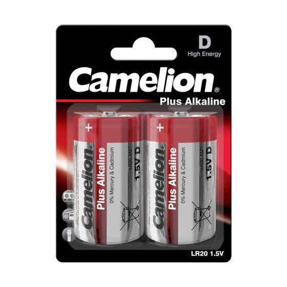 Camelion Plus Alkaline D Battery, 2 Pieces - LR20
