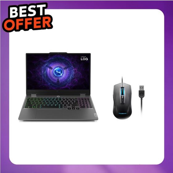Lenovo LOQ 15IAX9 83GS00FJED Gaming Laptop, Intel Core i5-12450HX, 512GB SSD NVMe, 12GB RAM, 15.6 Inch FHD 144Hz, NVIDIA GeForce RTX 2050 4GB GDDR6, Windows 11 - Luna Grey with LOQ M100 RGB Mouse