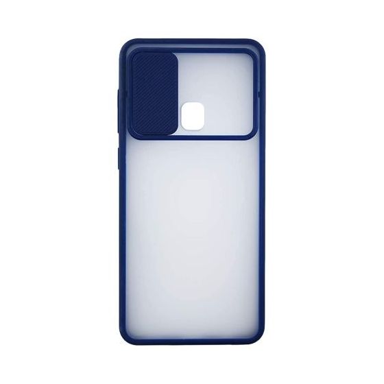 Stratg Back Cover with Camera Slider for Oppo A31 - Transparent and Dark Blue