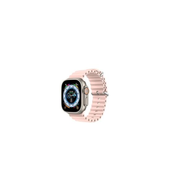 T900 Ultra Series 8 Smart Watch - Silver Case and Pink Strap