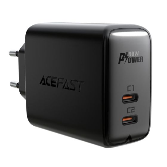 شاحن ايه سي اي فاست A9 بمنفذين، قدرة 40 وات، اسود - PD40W