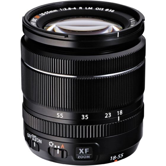 عدسة كاميرا فوجي فيلم XF بخصائص LM OIS، فتحة عدسة f/2.8 إلى 4، بعد بؤري 18-55 ملم- اسود