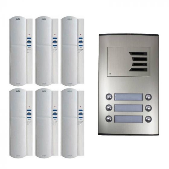 Auta Outdoor Intercom, 6 Lines, Silver and White - 749706