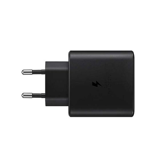 شاحن سامسونج، 45 وات، منفذ USB فئة C - اسود،مع كابل USB فئة C