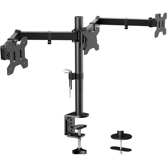 Huanuo Triple Arm Holder for 13 to 24 Inch Monitors, Black - HNCM3