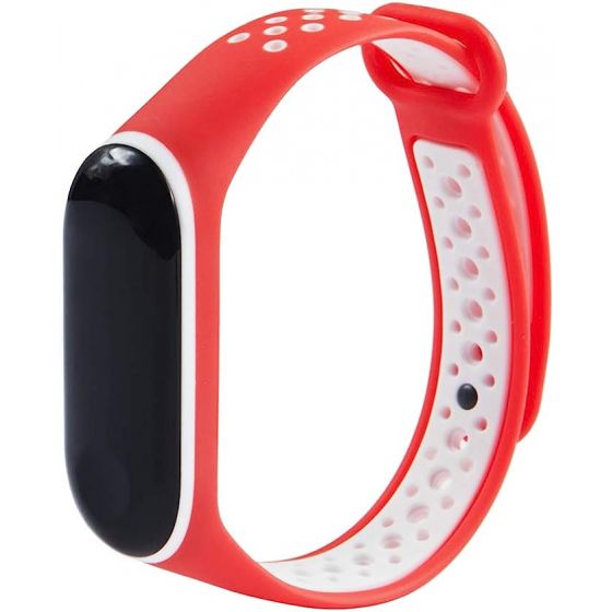 KOMI Straps compatible with Xiaomi mi Band 4 / mi band 3, Colorful Women Men Silicone Fitness Sports Replacement Band(red/white)
