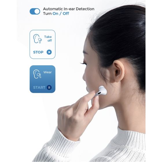 JOYROOM Wireless Earphone With Charging Case, White - Premium Quality - JR-T03 Pro