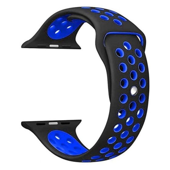 سوار سيليكون لساعة سمارت ابل سيريز 4، مقاس 42-44 ملم - اسود واحمر