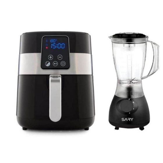 Modex Digital Air Fryer, 3.5 Liters – AF8900 with Sary Blender, 400 Watt, Black - SRBLB21028