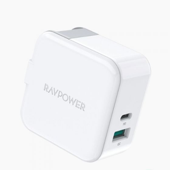 USB C Charger, RAVPower 18W PD Wall Charger USB C Power Adapter Dual Port USB Charging Adapter,white