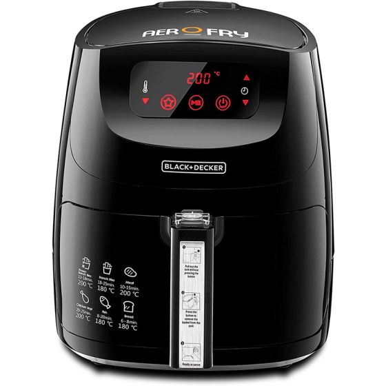 Black + Decker Air Fryer, 5 Liters, 1500W, Black - AF600