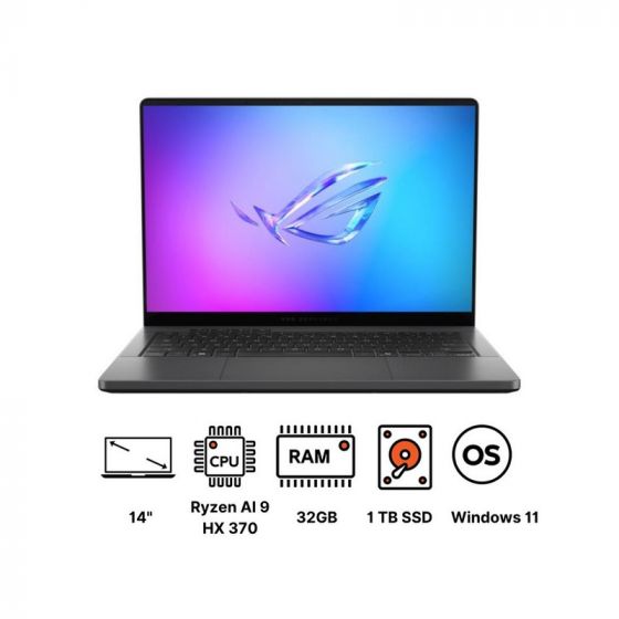 Asus ROG Zephyrus G14- GA403WR-GR320W Laptop, AMD Ryzen AI 9 HX 370, 1TB SSD, 32GB RAM, 14 Inch 3K OLED 120Hz Display, NVIDIA GeForce RTX 5070 Ti 12GB GDDR7, Windows 11- Eclipse Gray