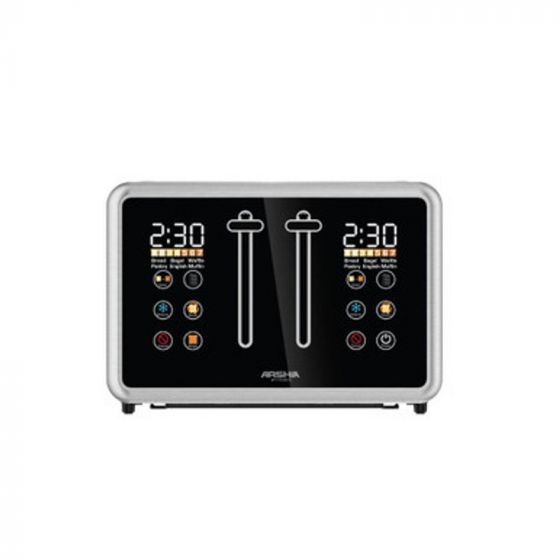 Arshia Digital Bread Toaster, 4 Slices, 1700 Watt - Silver